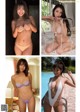 A group of four pictures of a woman in a bikini.